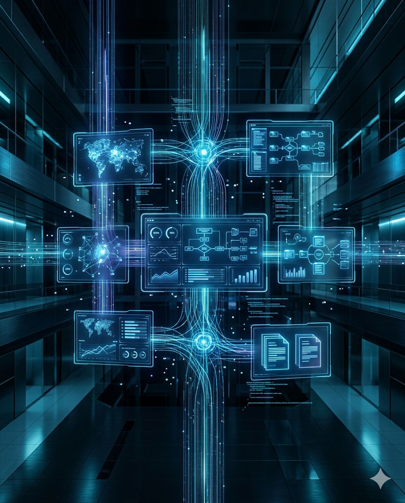 Visual temporário sobre automação operacional com agentes de IA